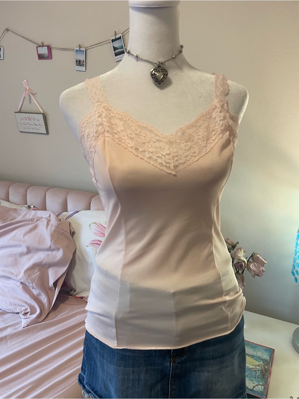 Light pink white cami top